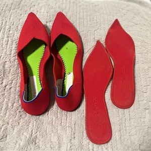 Rothy's Red Flats with Blue Trim
